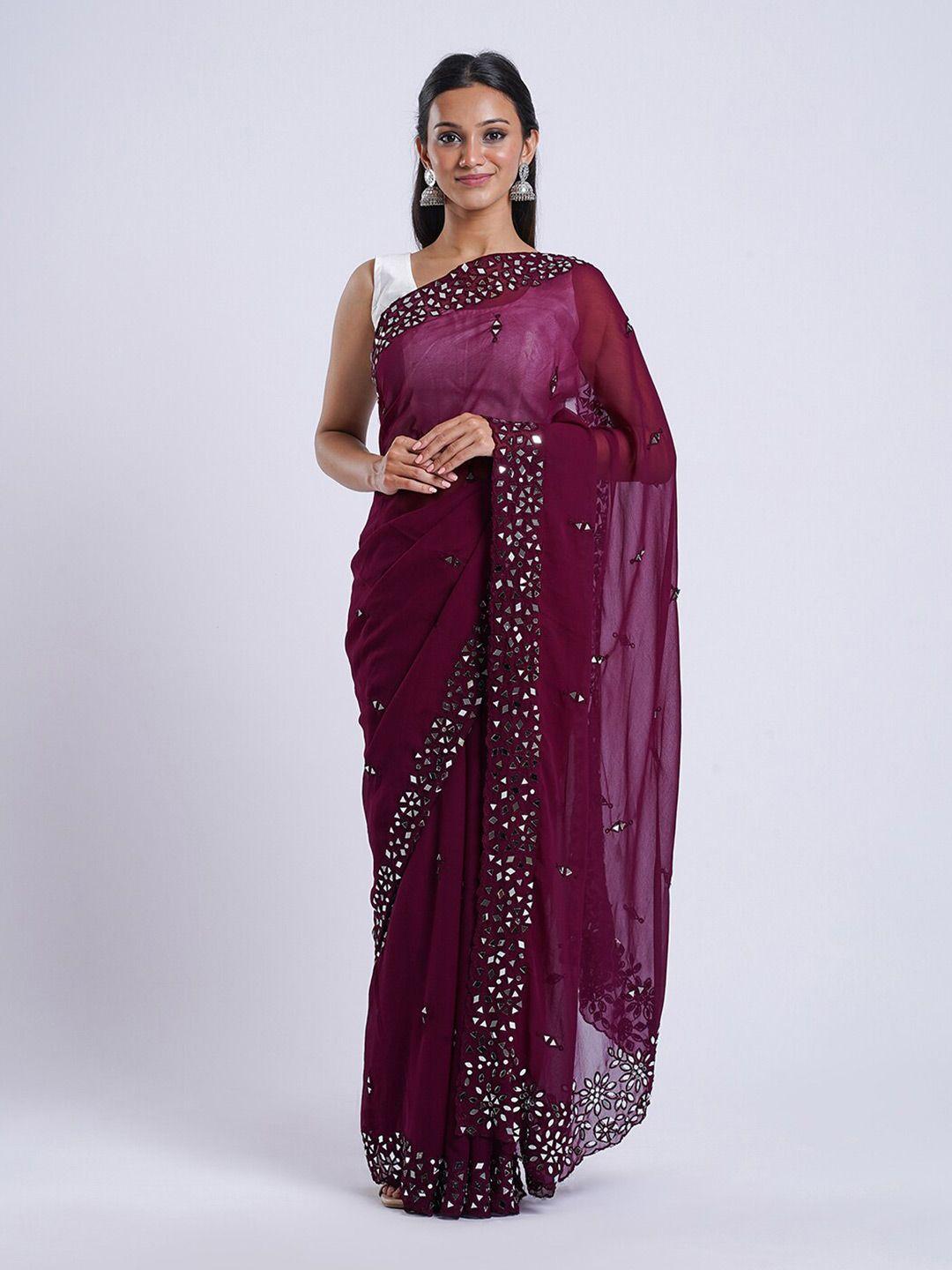 teejh geometric sequinned embellished saree