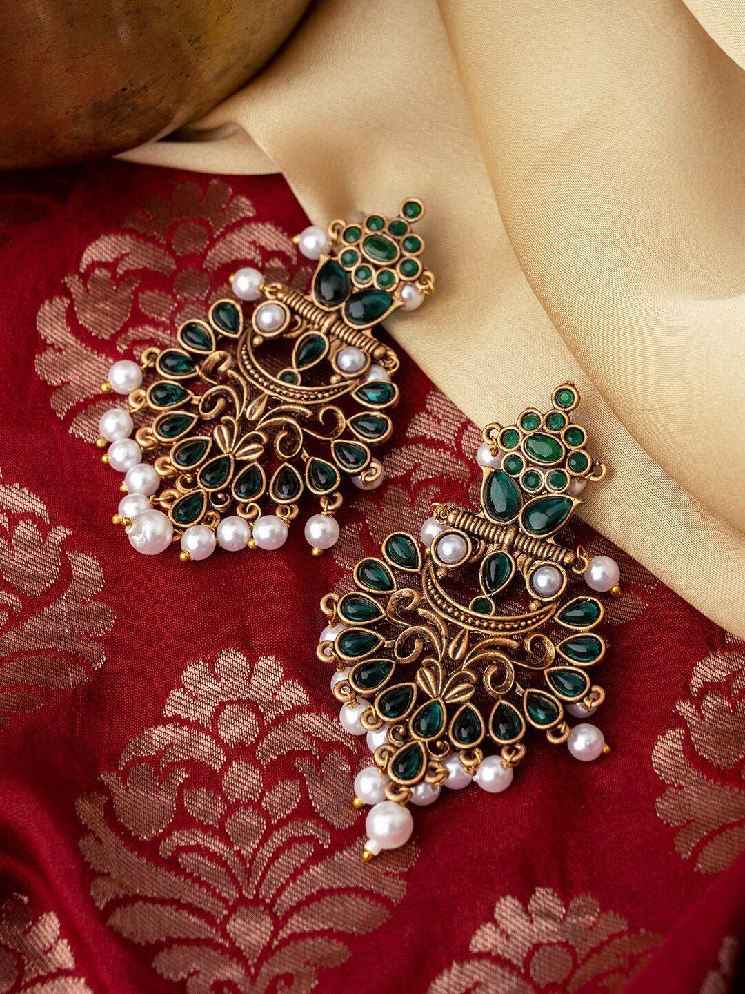 teejh gold-plated contemporary chandbalis earrings