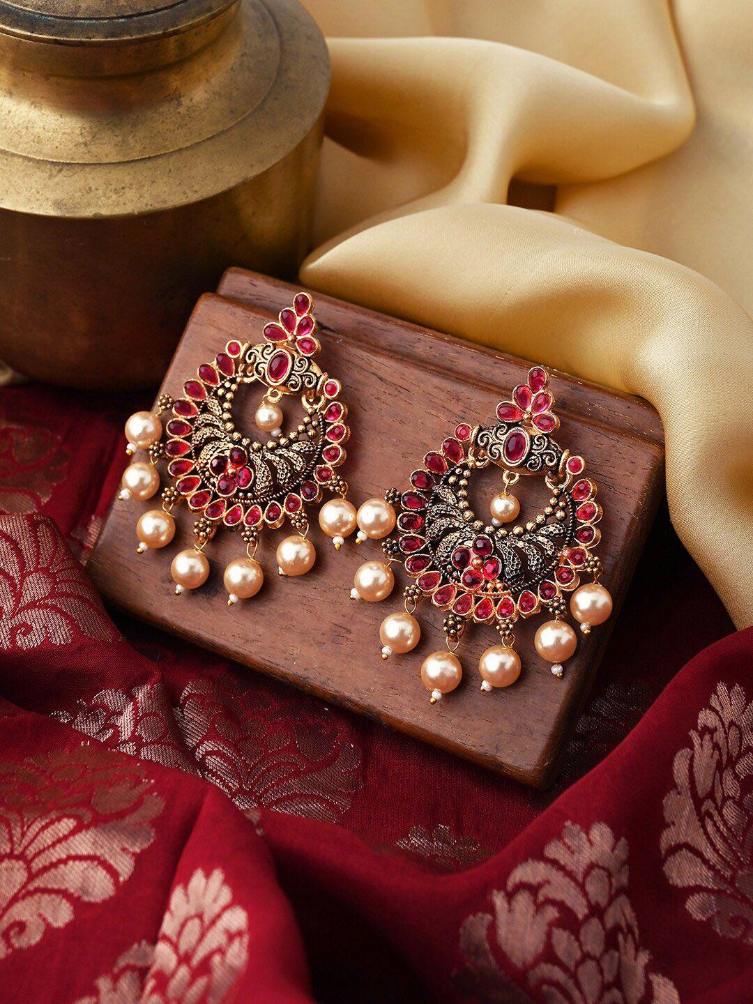teejh gold-plated contemporary chandbalis earrings