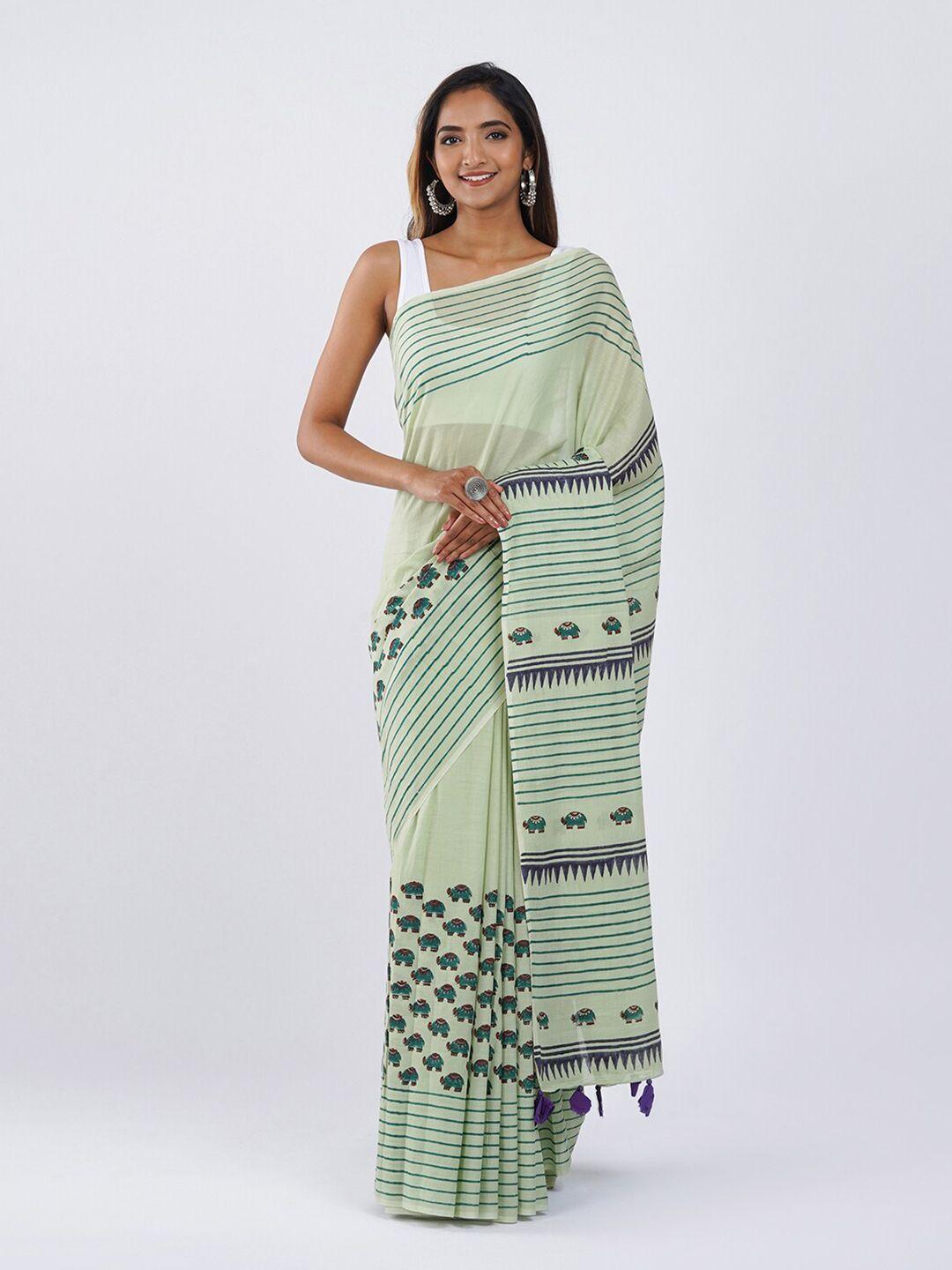 teejh green handloom saree