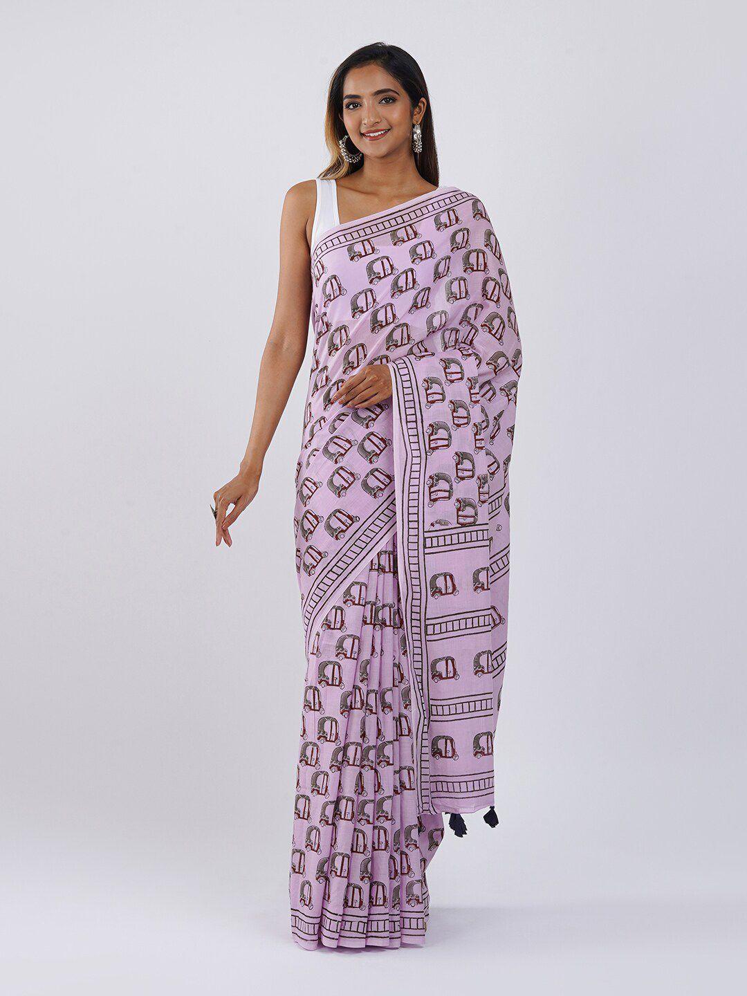 teejh lavender handloom saree