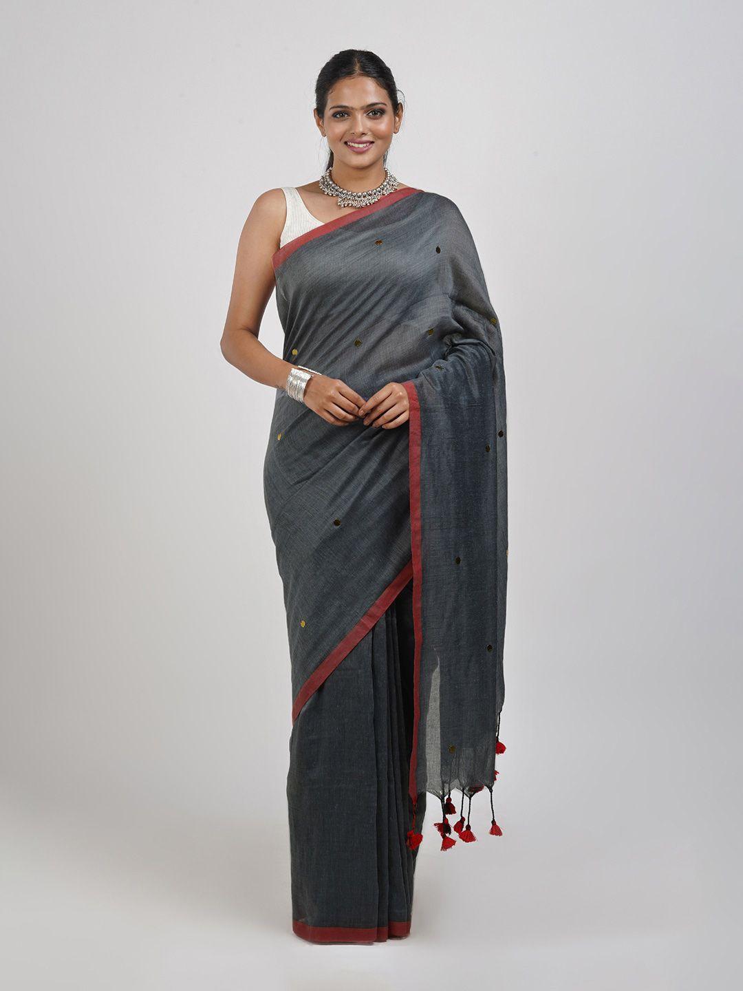 teejh mirror work pure cotton saree