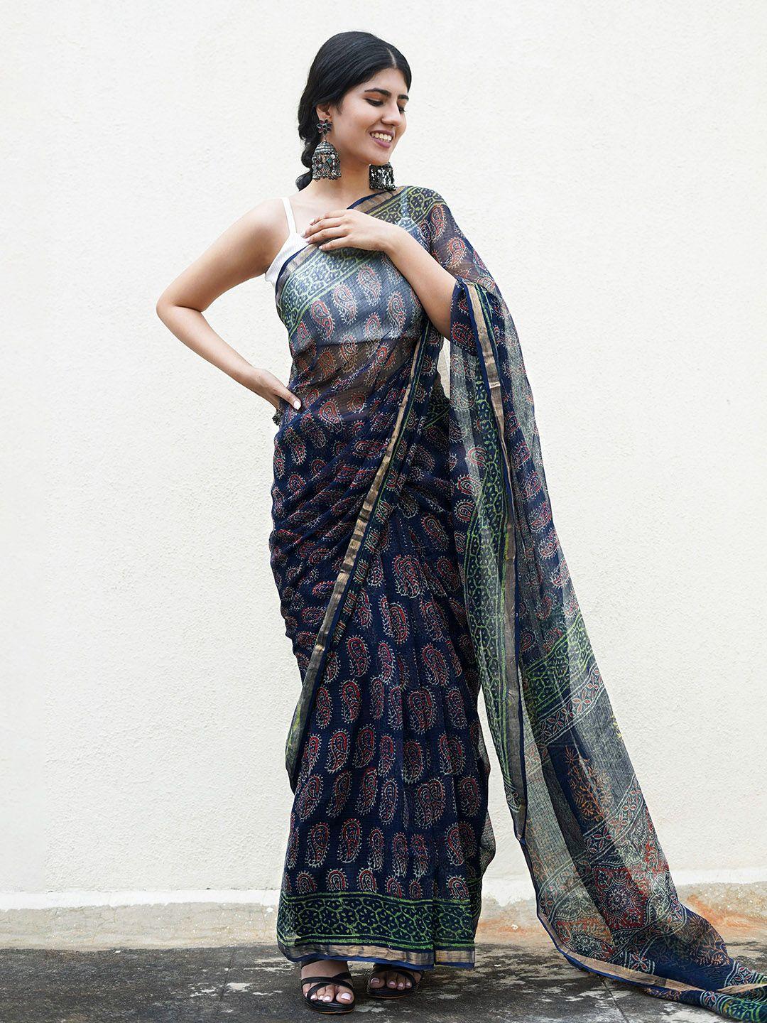 teejh paisley printed zari kota saree