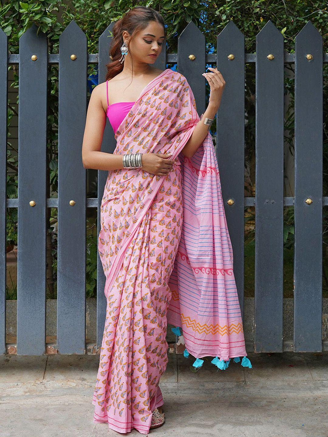 teejh pink handloom saree