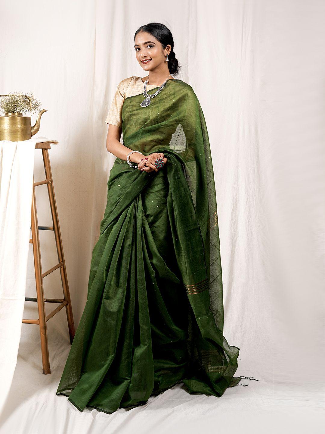 teejh sequinned silk cotton saree