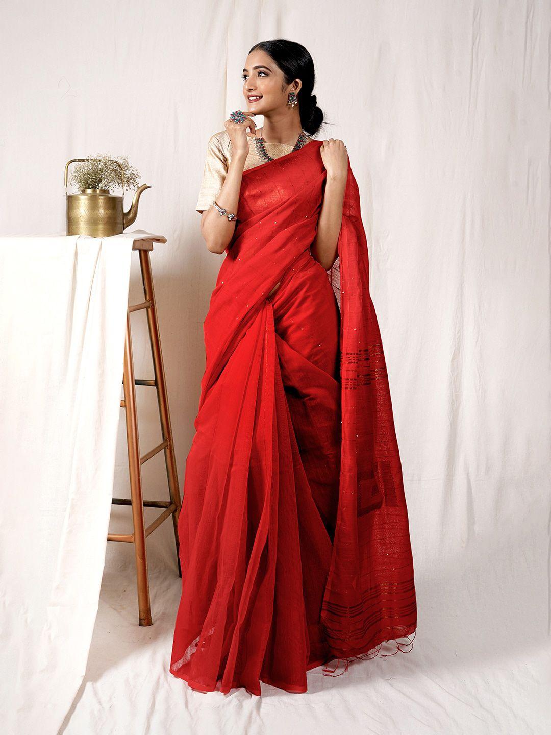 teejh sequinned silk cotton saree