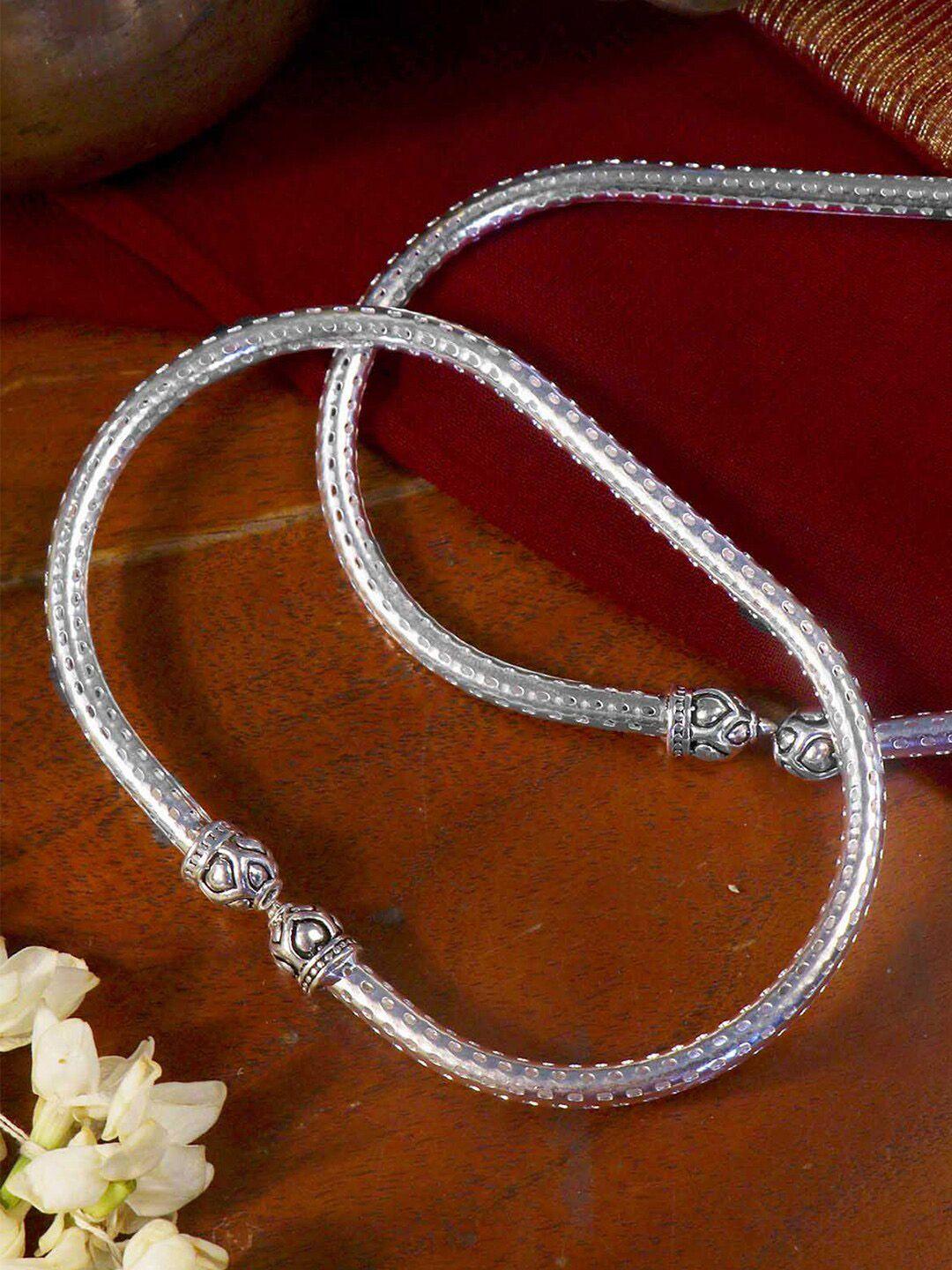 teejh set of 2 oxidised silver-plated nisha anklets