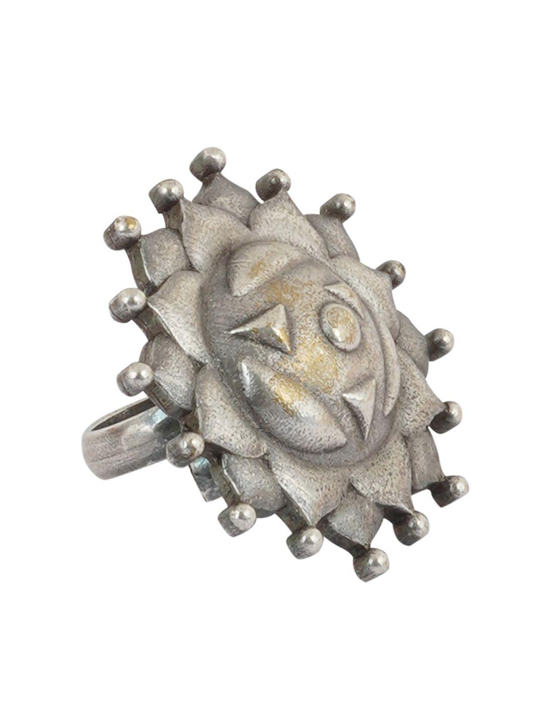 teejh silver-plated adjustable oxidised ring