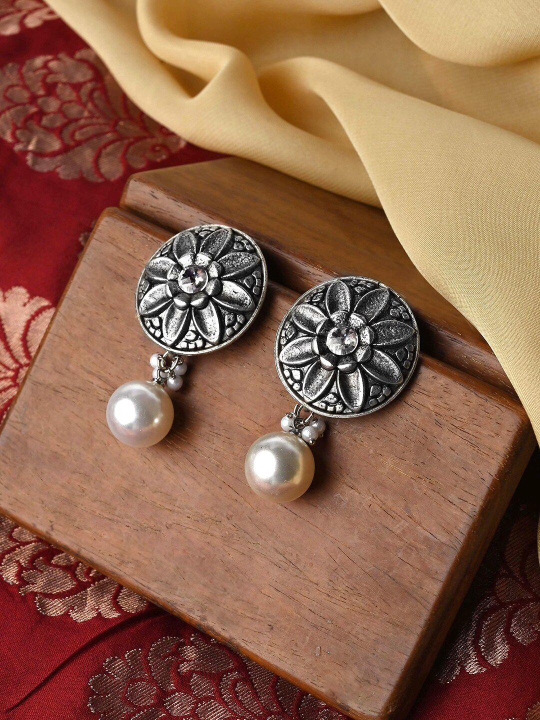 teejh silver-plated contemporary drop earrings