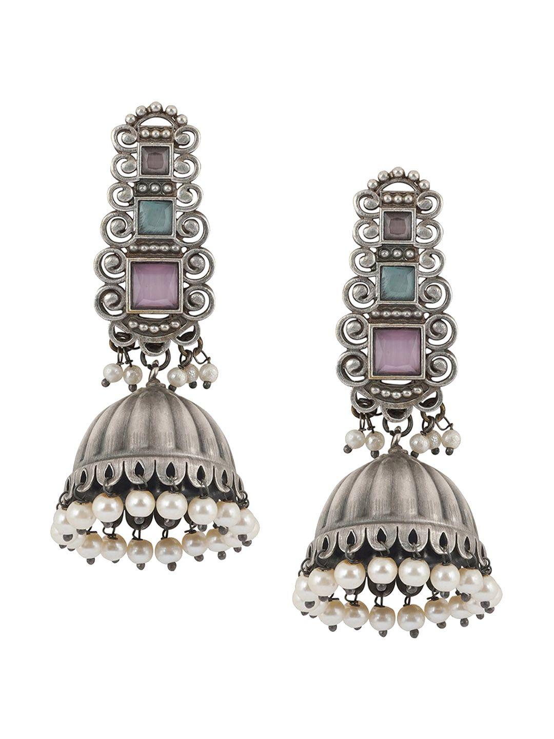 teejh silver-plated dome shaped jhumkas