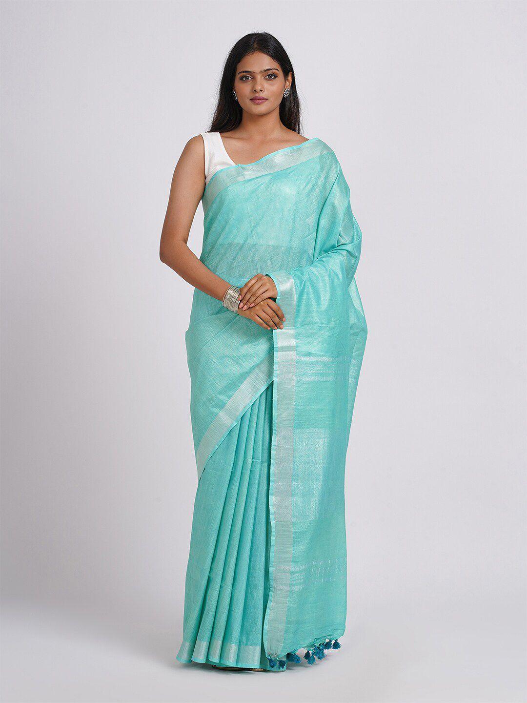 teejh solid zari saree