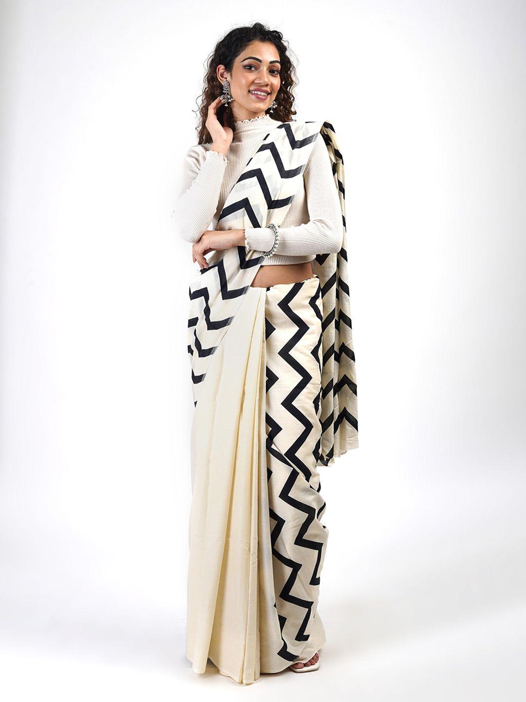 teejh striped pure cotton saree