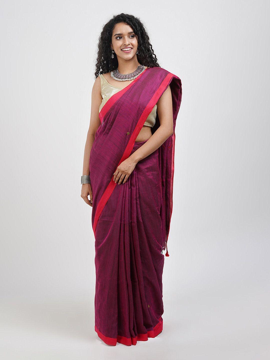 teejh tasseled pure cotton saree