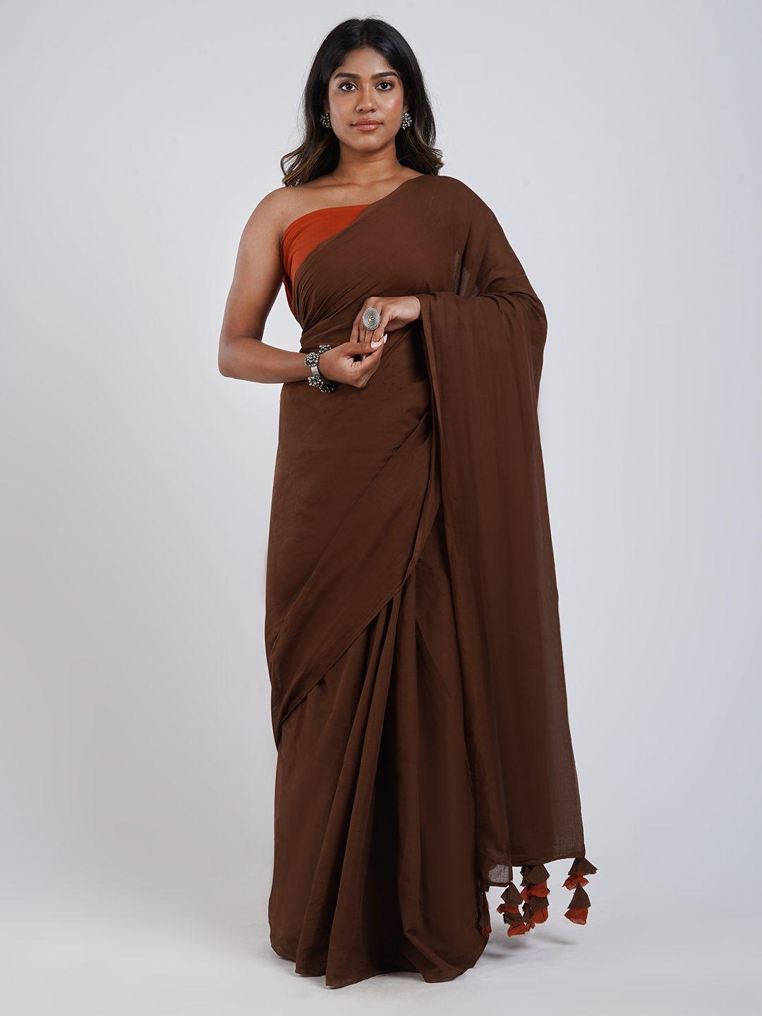 teejh tasseled pure cotton saree