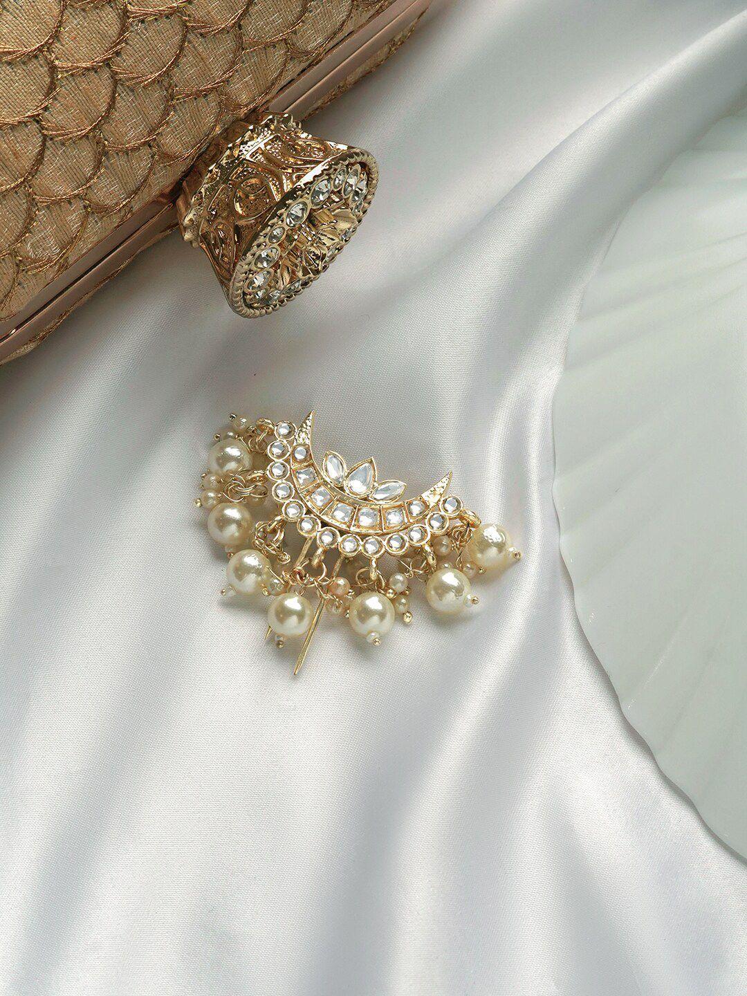 teejh women gold-plated pearls juda bun pin