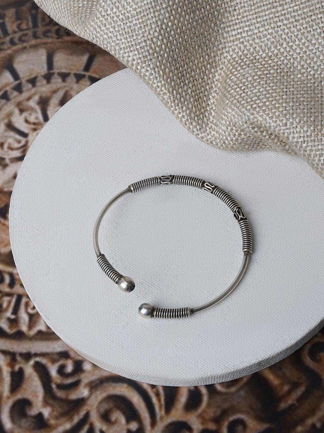 teejh women oxidised silver-plated kada bracelet