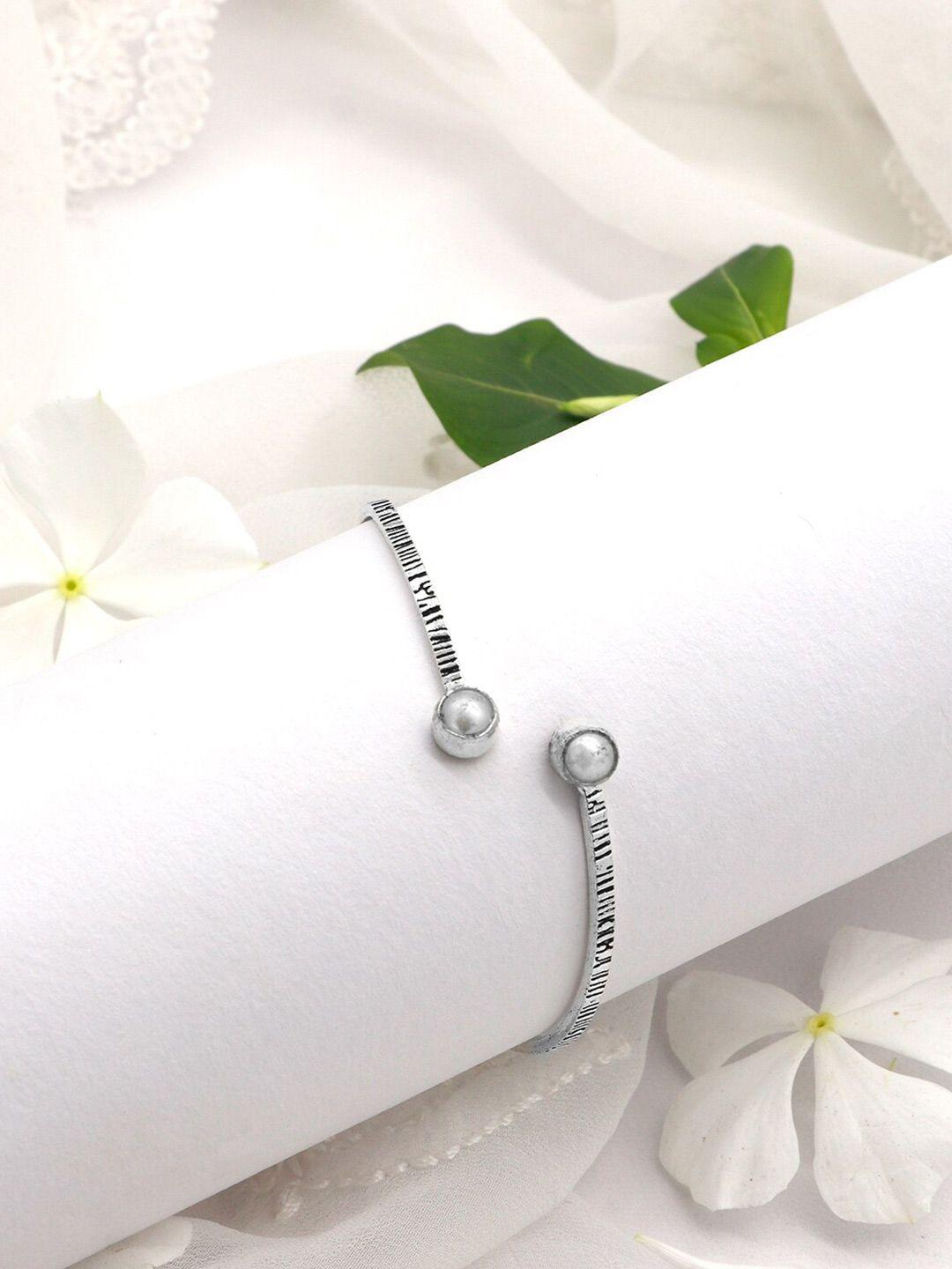 teejh women silver oxidized bracelet