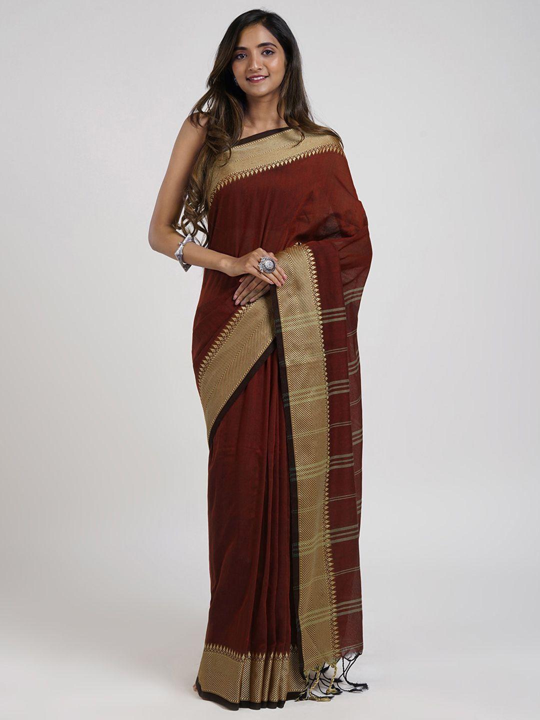 teejh zari pure cotton saree with woven design border