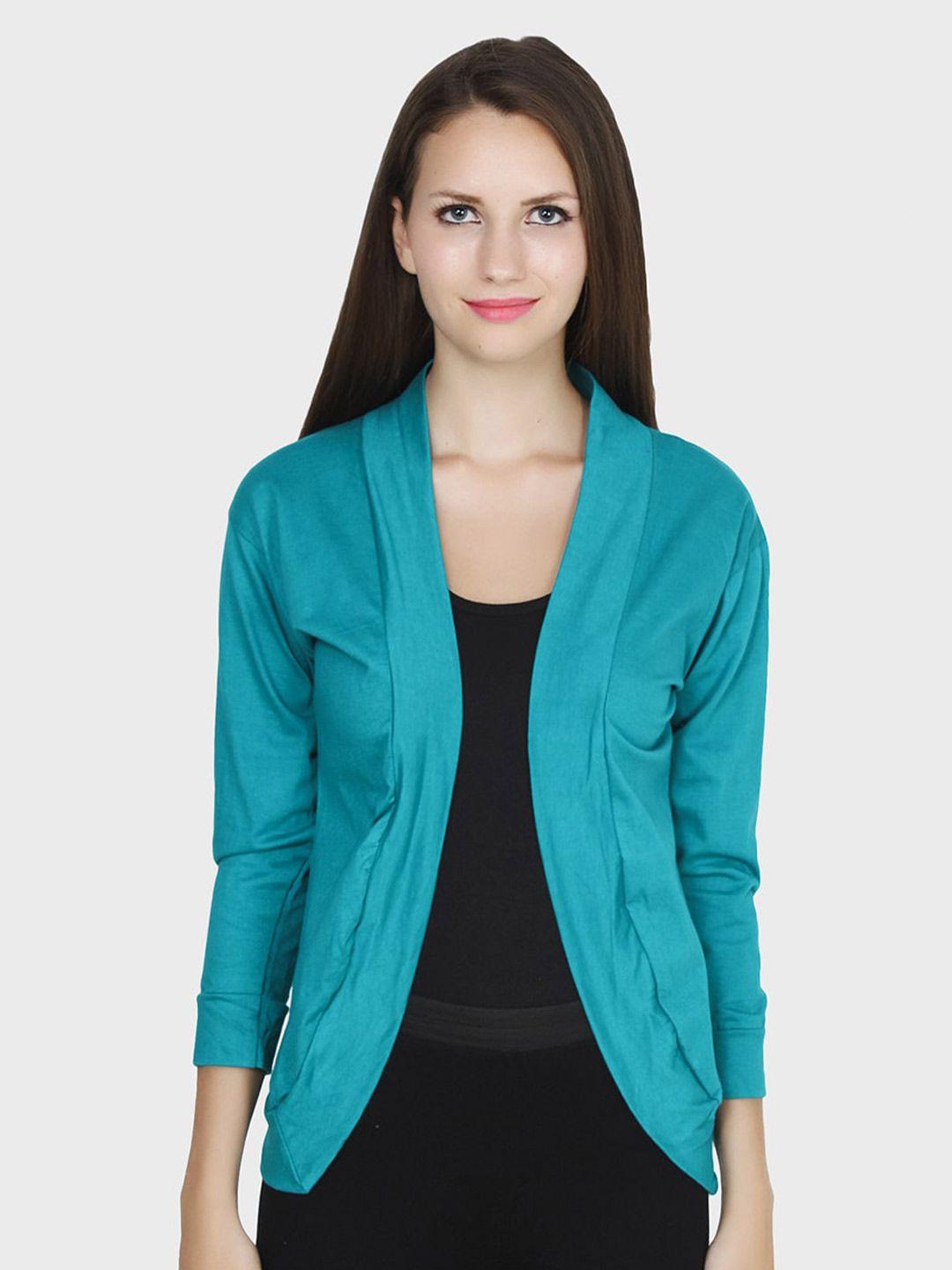 teemoods women sea green monochrome shrug