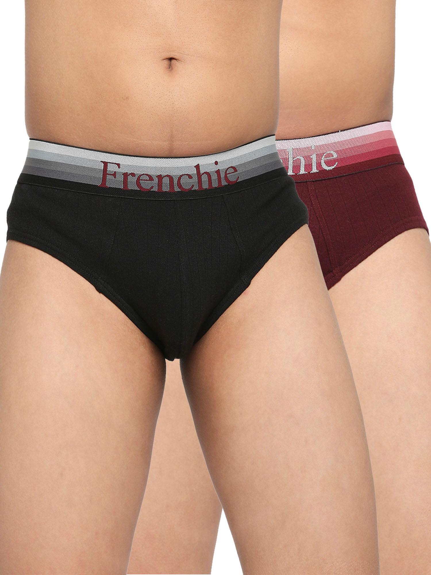 teenagers cotton brief black and wine (pack of 2)