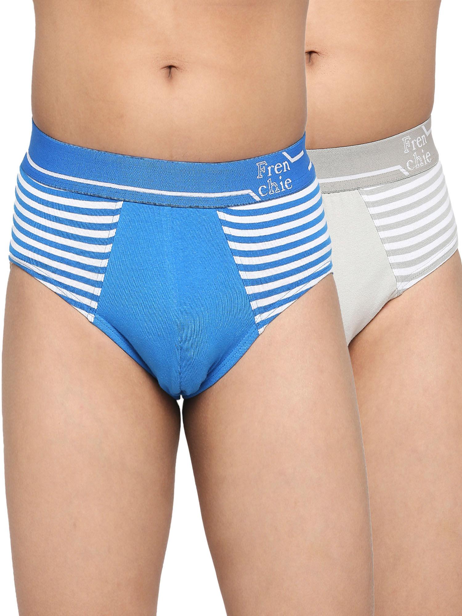 teenagers cotton brief blue and light grey (pack of 2)