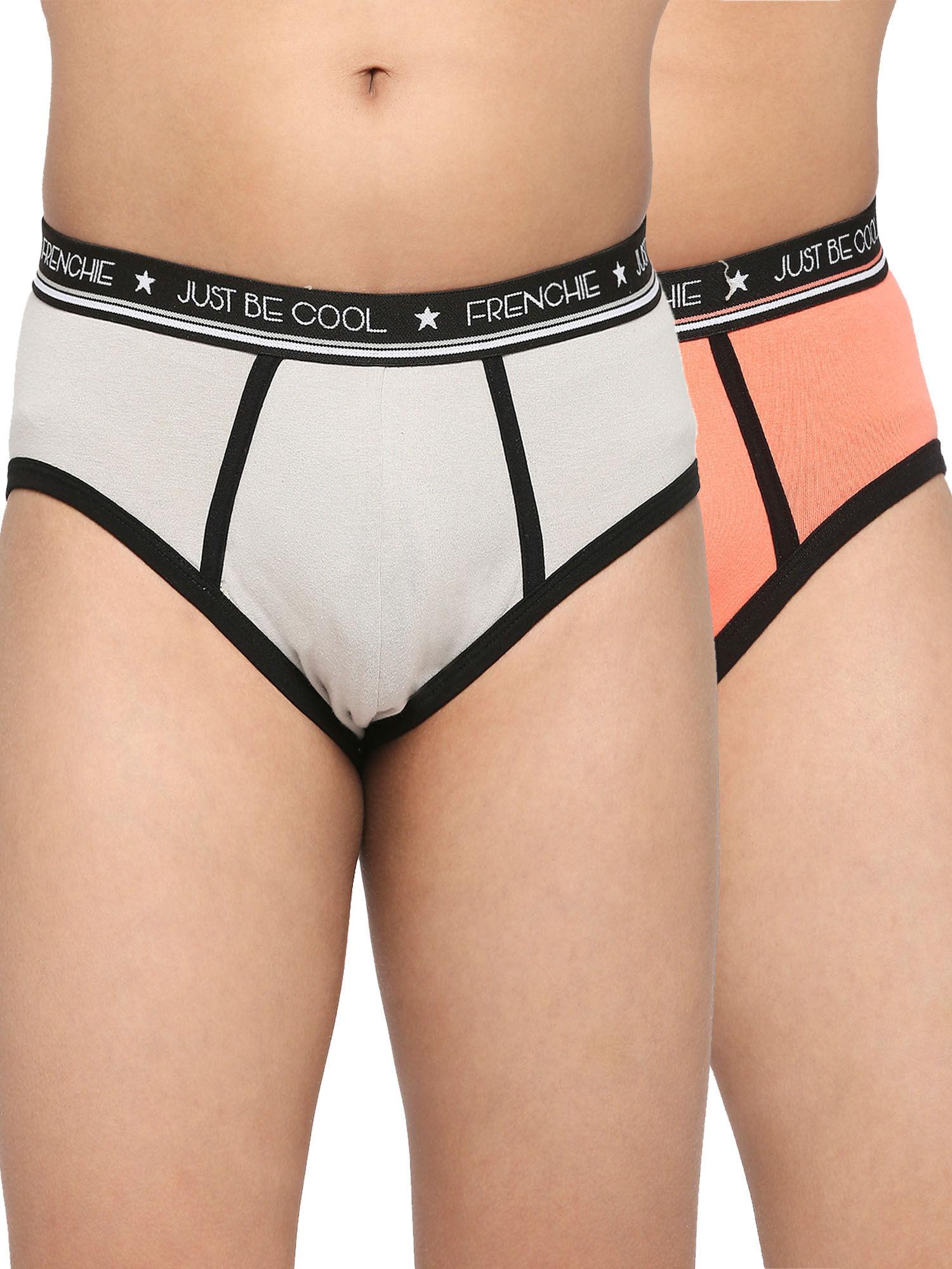 teenagers cotton brief light grey and peach (pack of 2)
