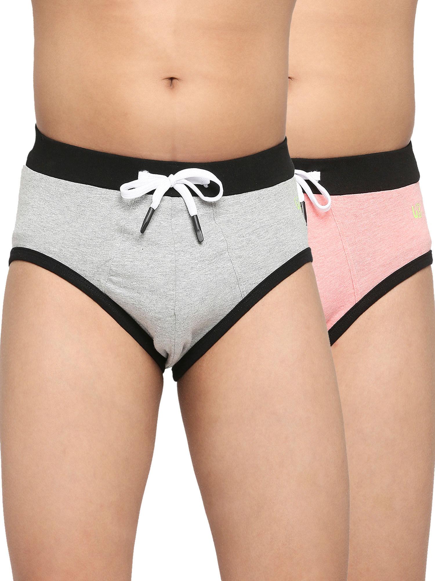 teenagers cotton brief light grey and pink (pack of 2)
