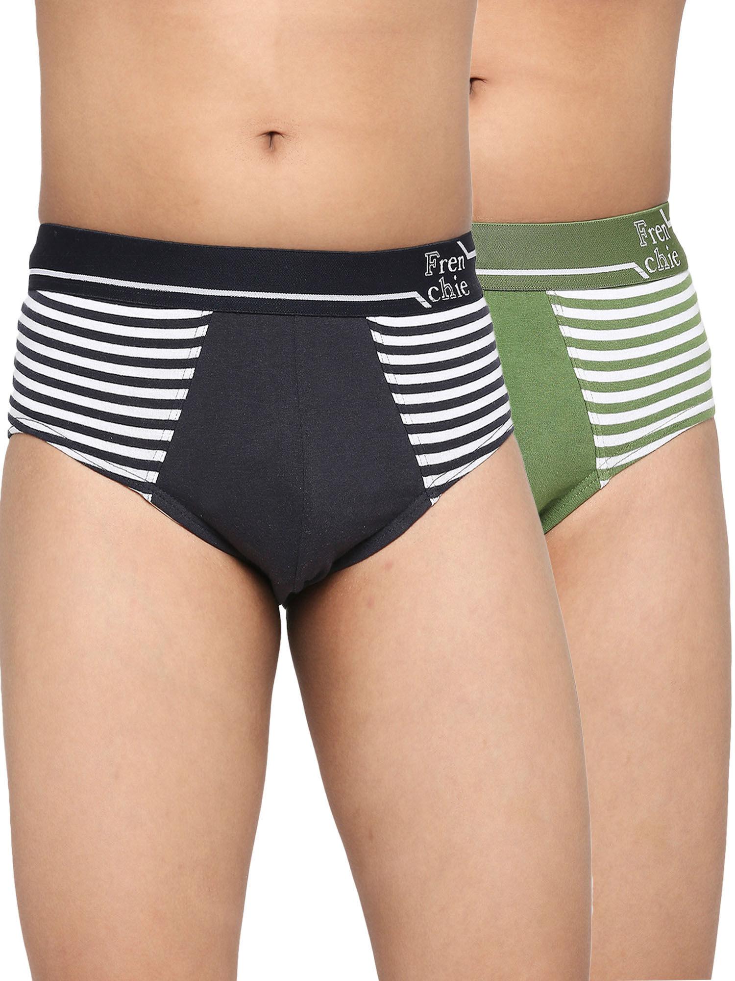 teenagers cotton brief navy blue and green (pack of 2)