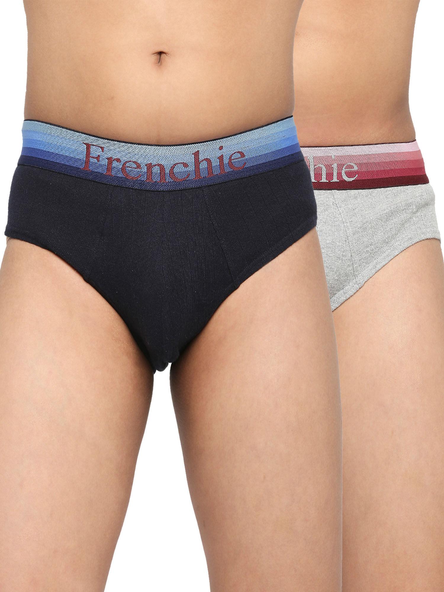 teenagers cotton brief navy blue and grey (pack of 2)