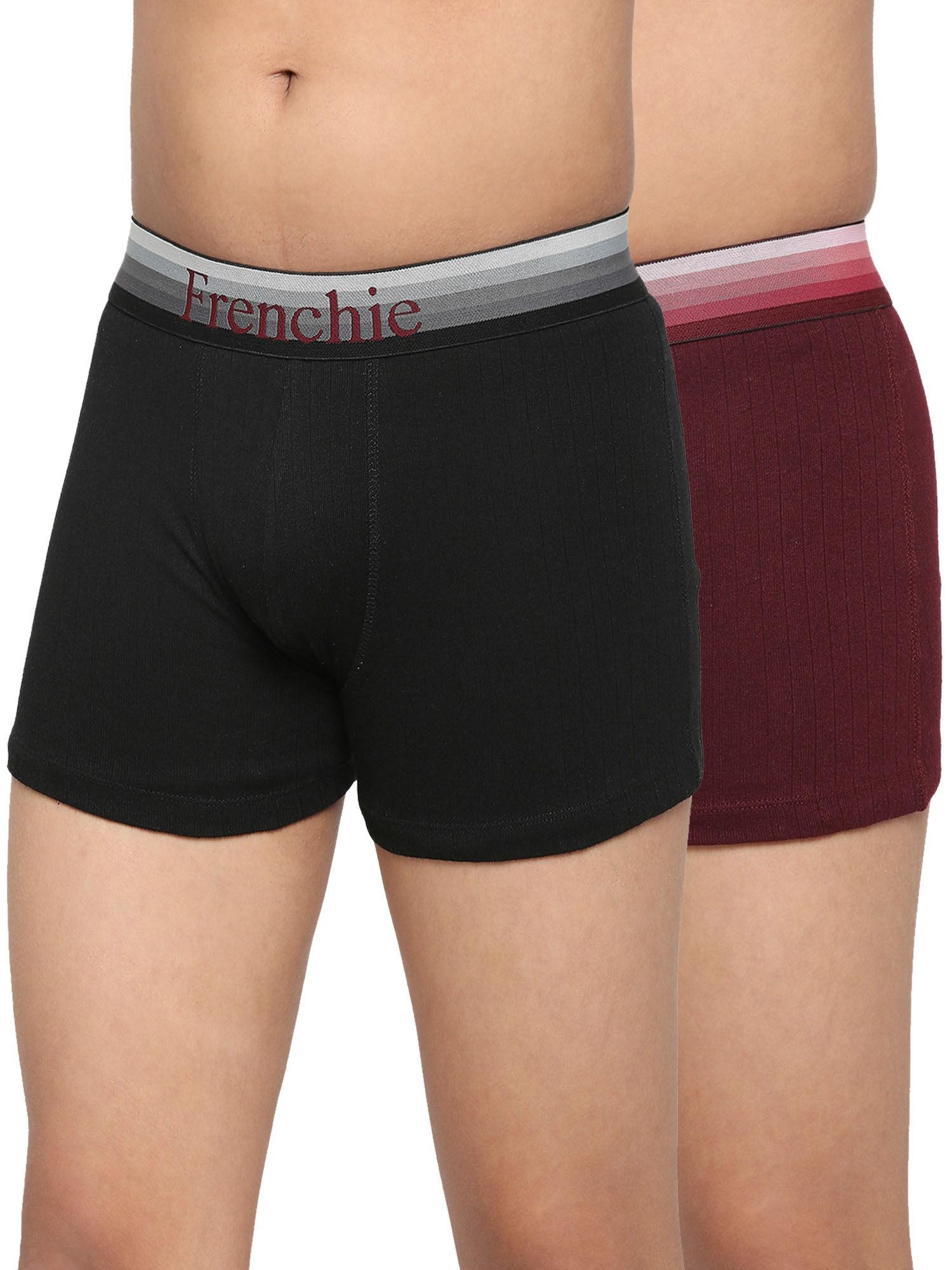 teenagers cotton trunk black and wine (pack of 2)