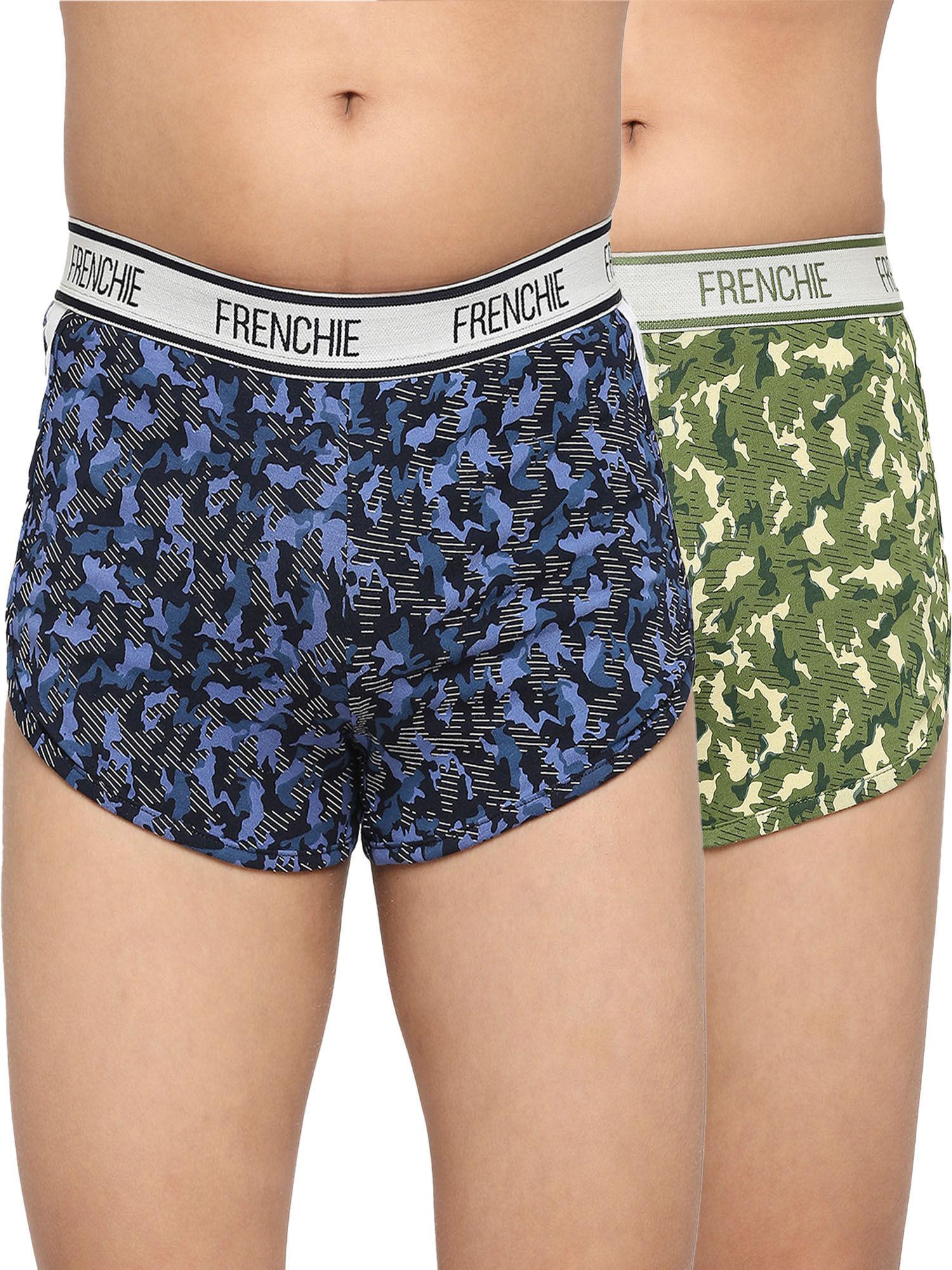 teenagers cotton trunk navy blue and green (pack of 2)