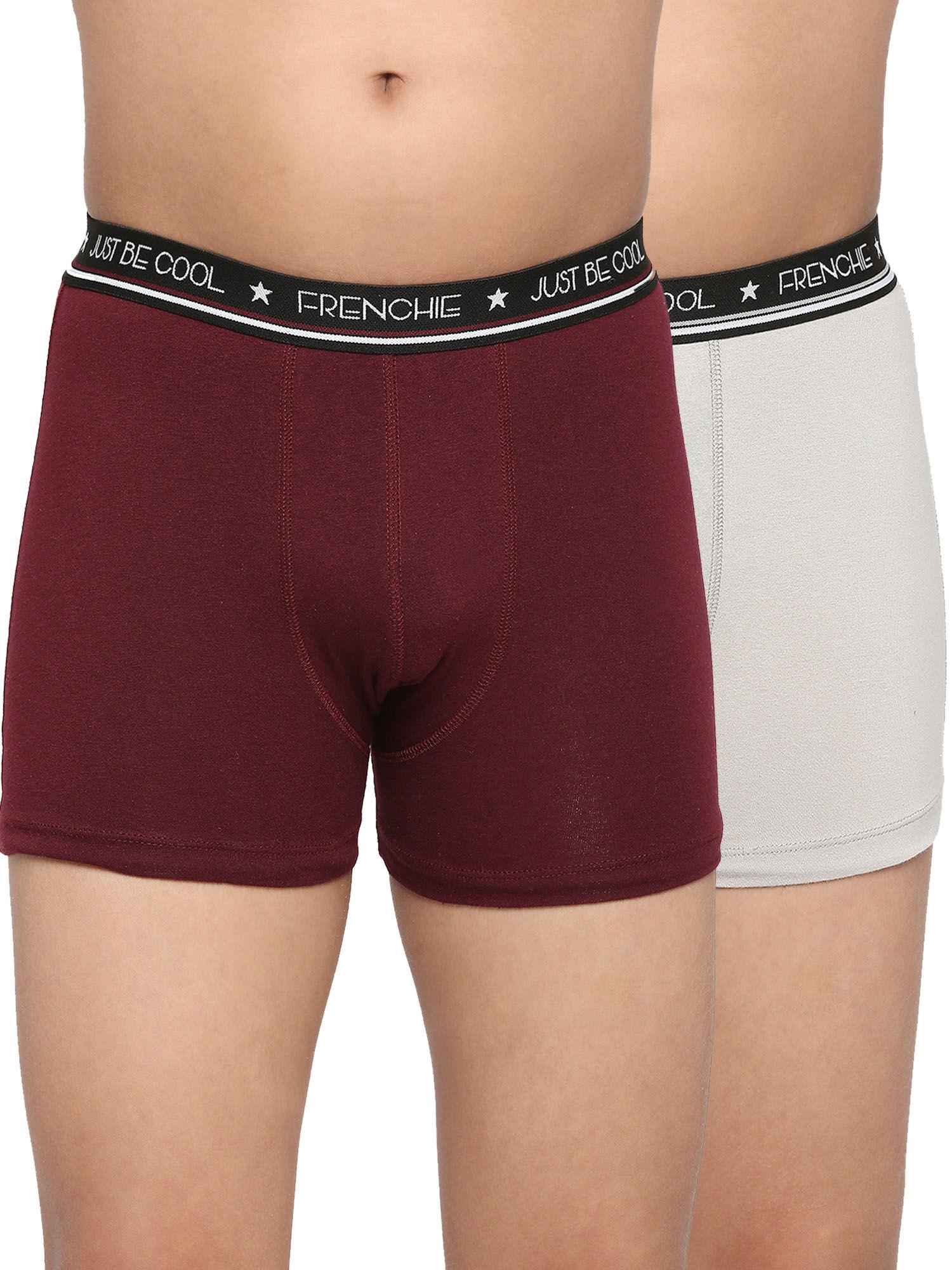 teenagers cotton trunk wine and light grey (pack of 2)