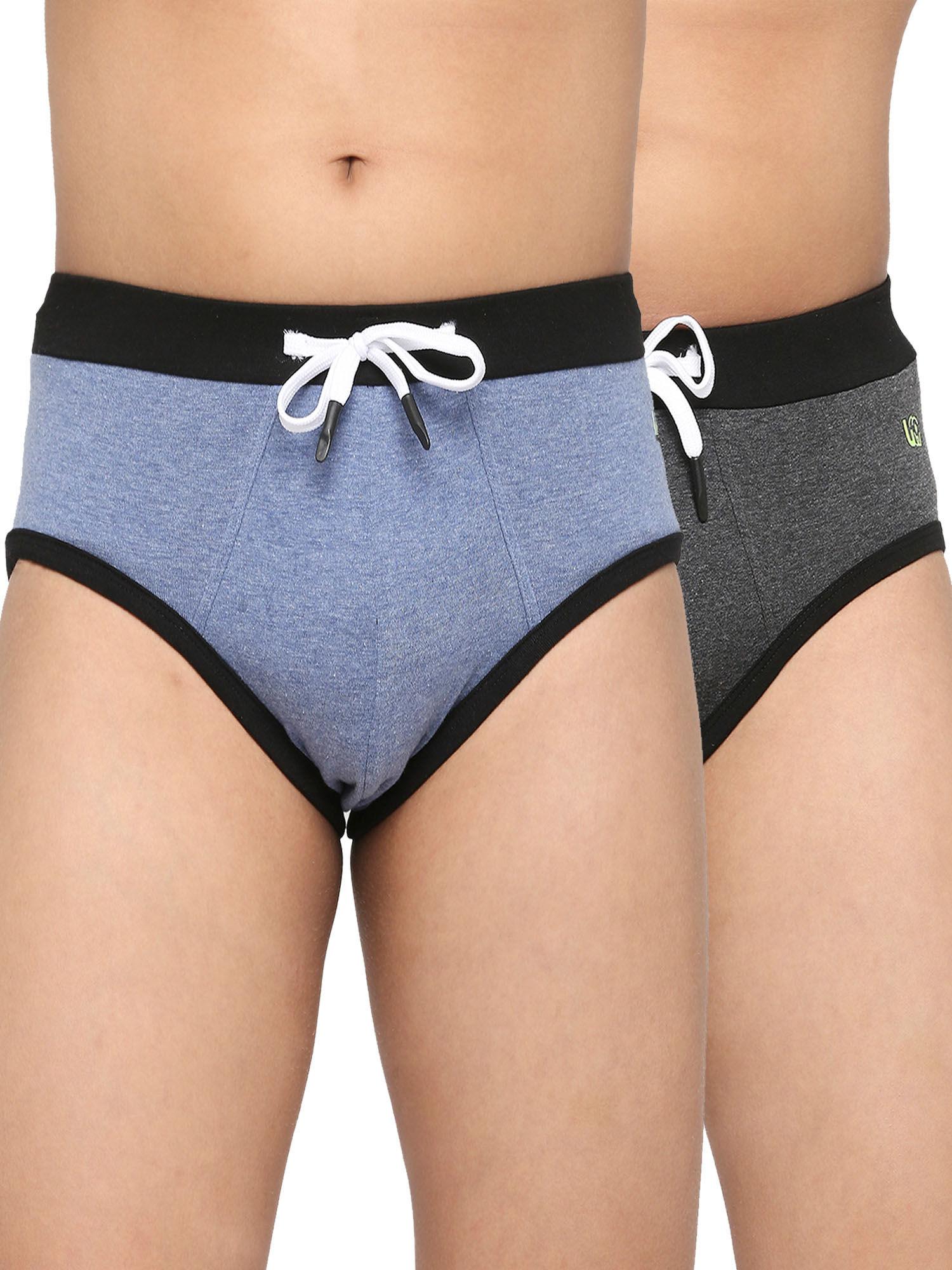teenagers cotton brief blue and dark grey (pack of 2)
