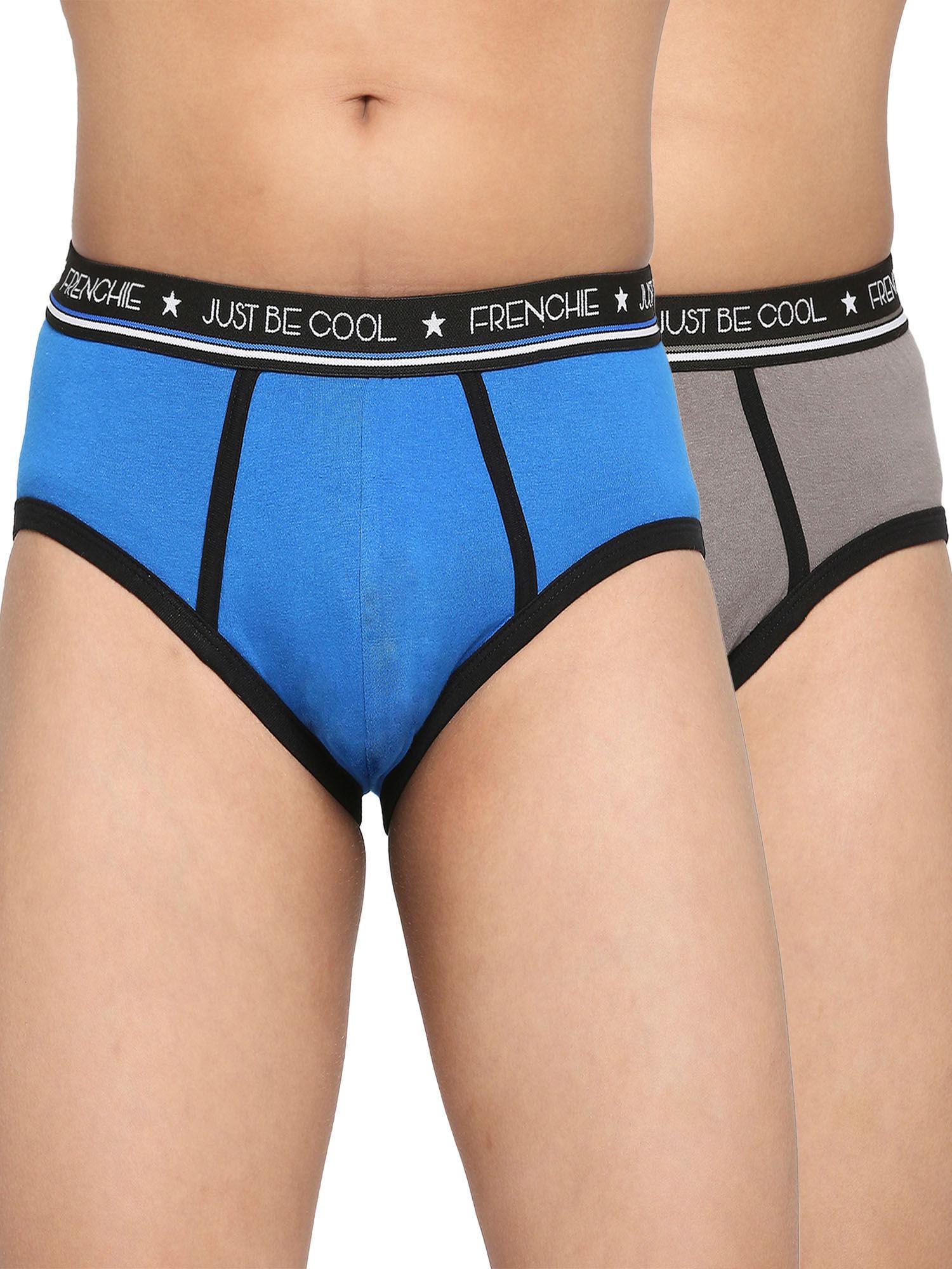 teenagers cotton brief grey and blue (pack of 2)