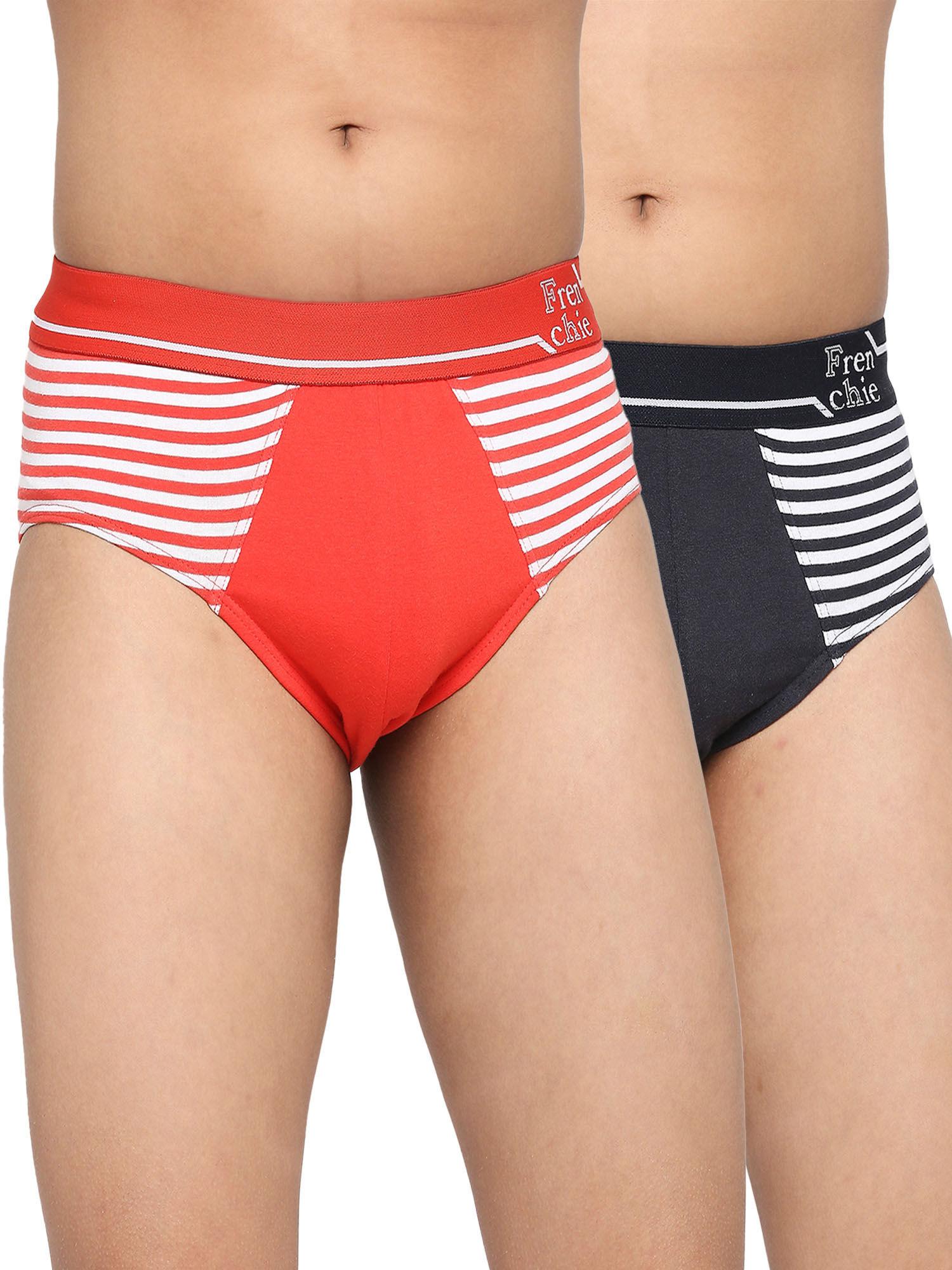 teenagers cotton brief navy blue and red (pack of 2)