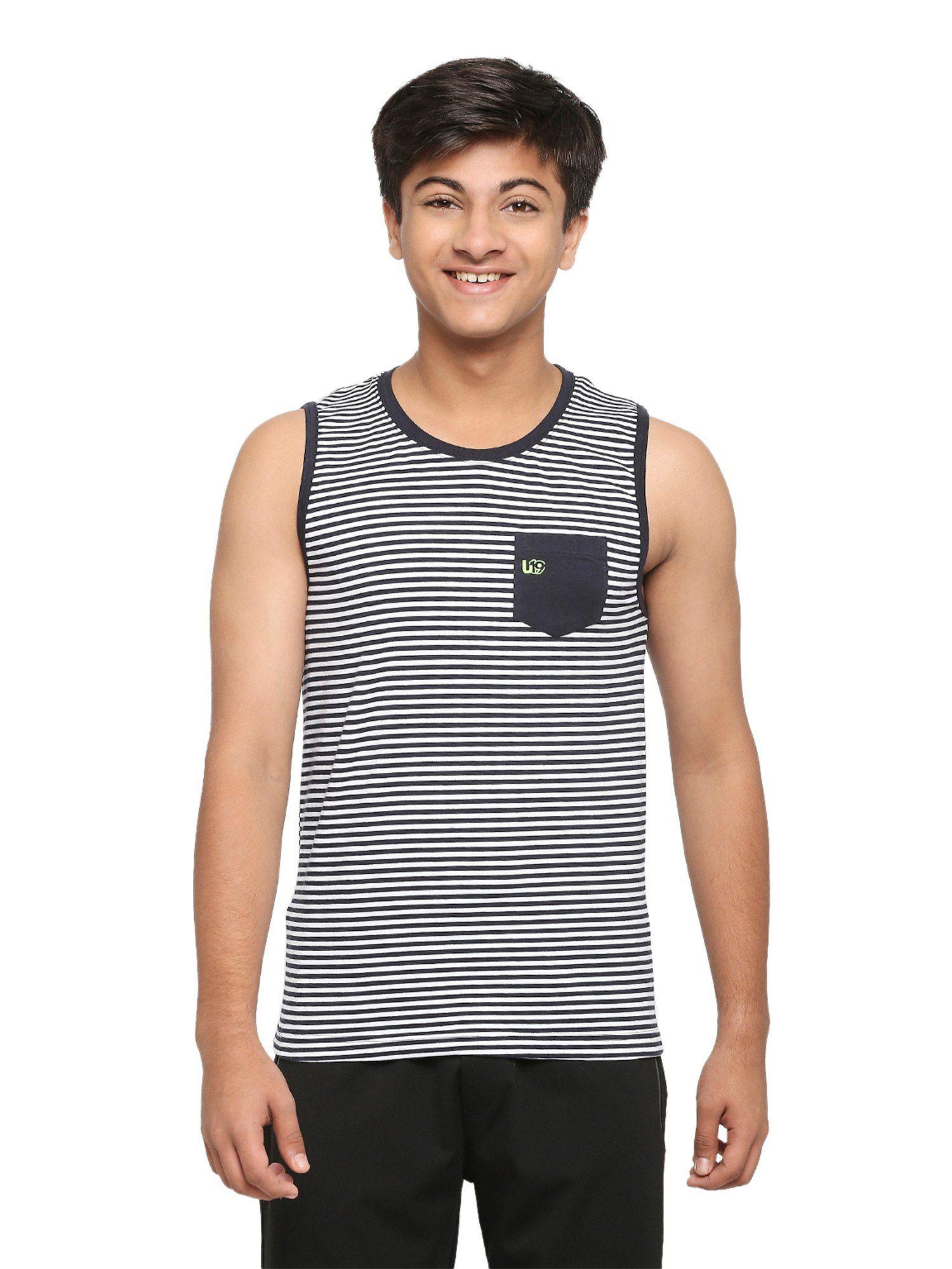 teens navy blue striped vest