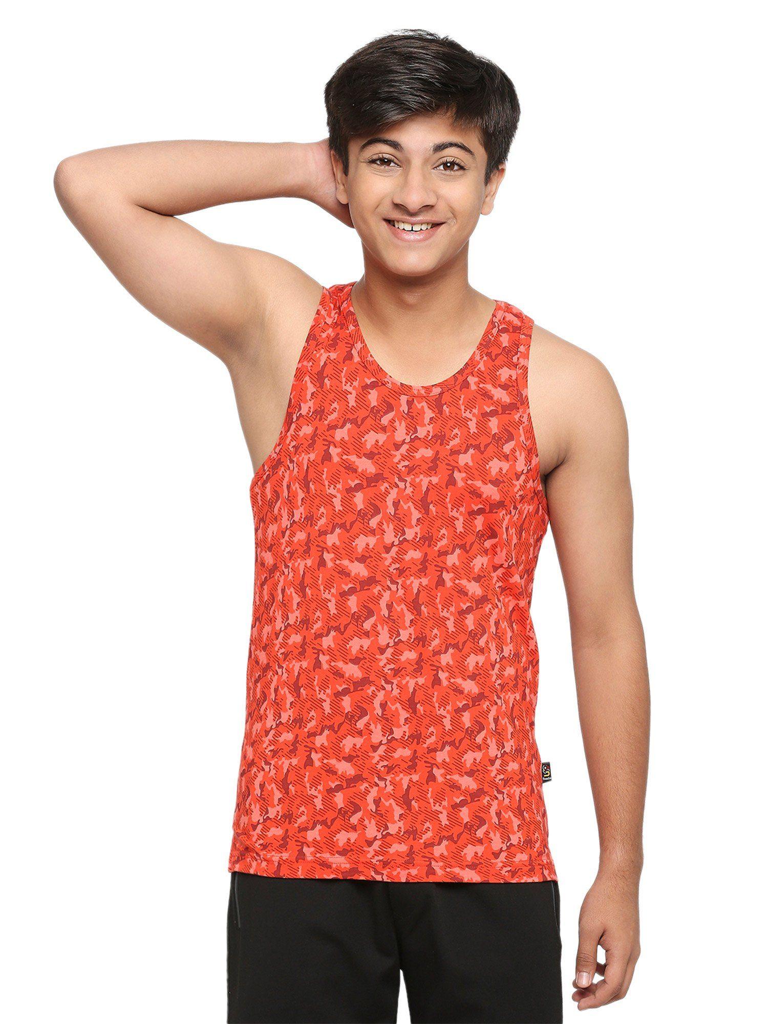 teens red printed vest