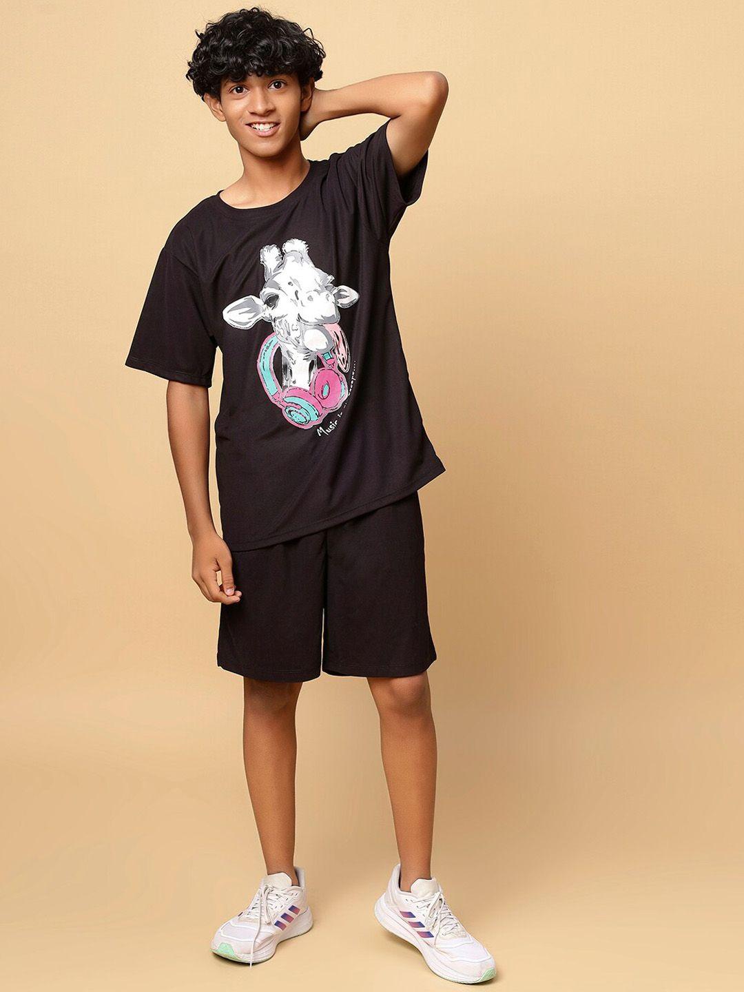 teentrums boys printed t-shirt with shorts