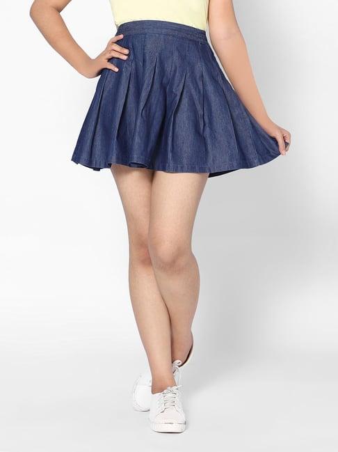 teentrums girls blue solid skirt