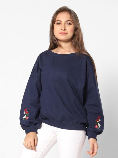 teentrums girls navy solid full sleeves sweatshirt