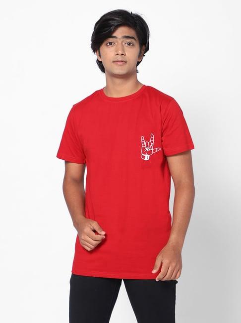 teentrums boys red printed t-shirt
