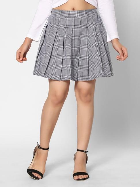 teentrums girls black & white checks skirt