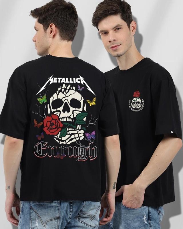 teeshut men's black enough graphic printed oversized t-shirt