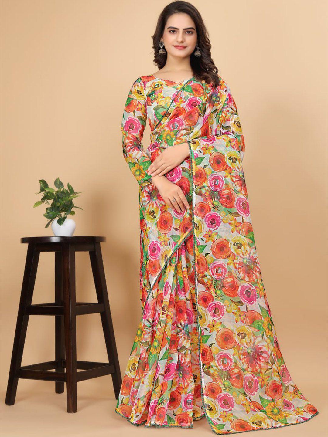 teeya creation floral printed gotta patti organza saree