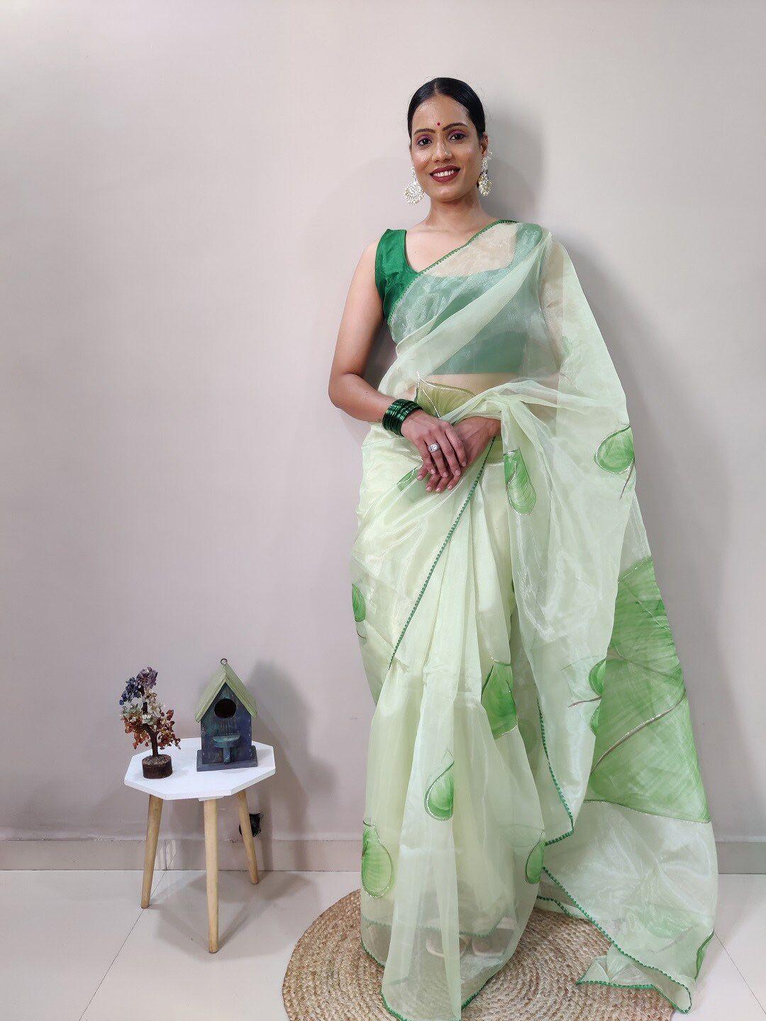 teeya creation floral printed organza saree