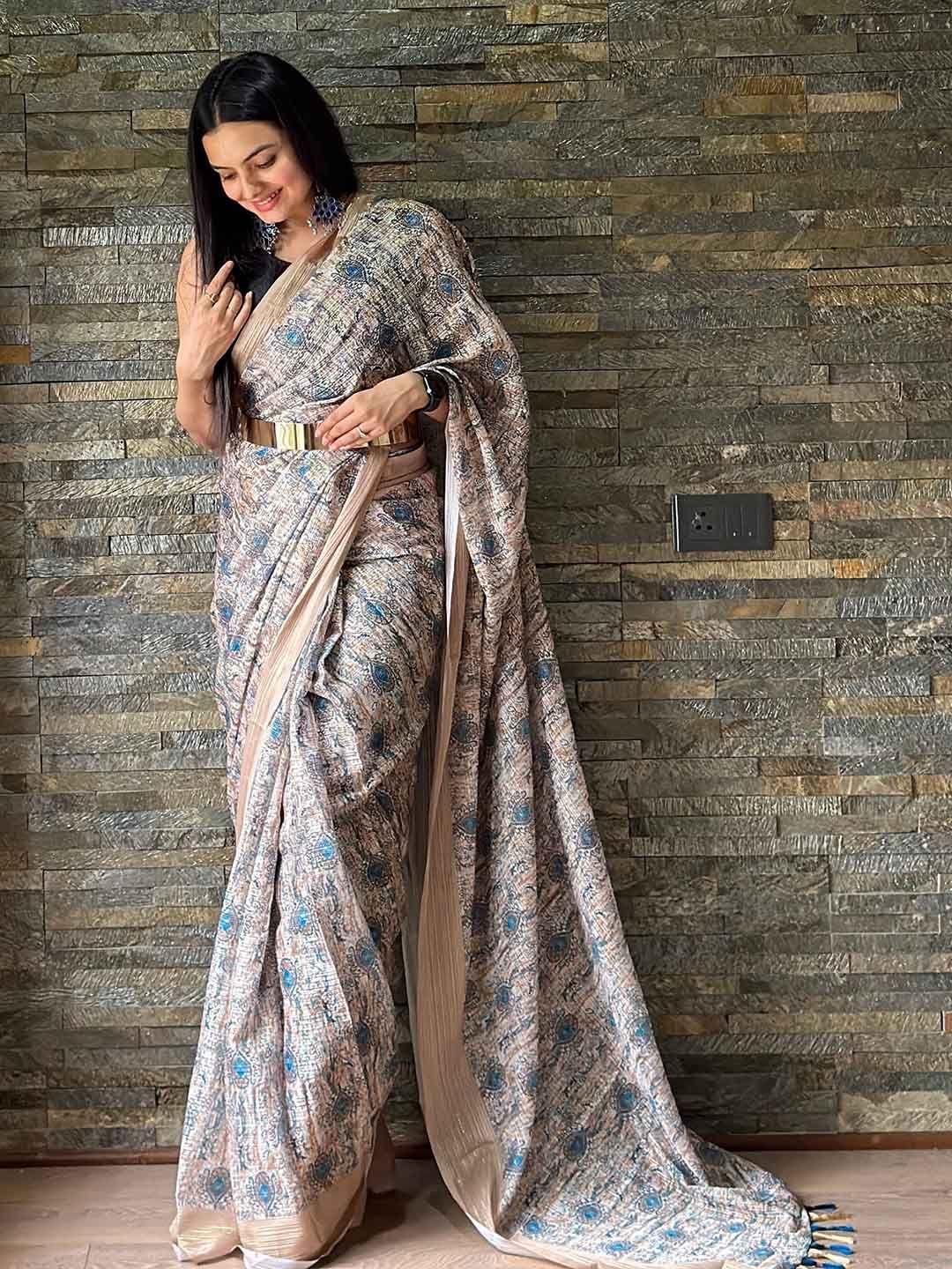 teeya creation floral woven design zari ready to wear saree