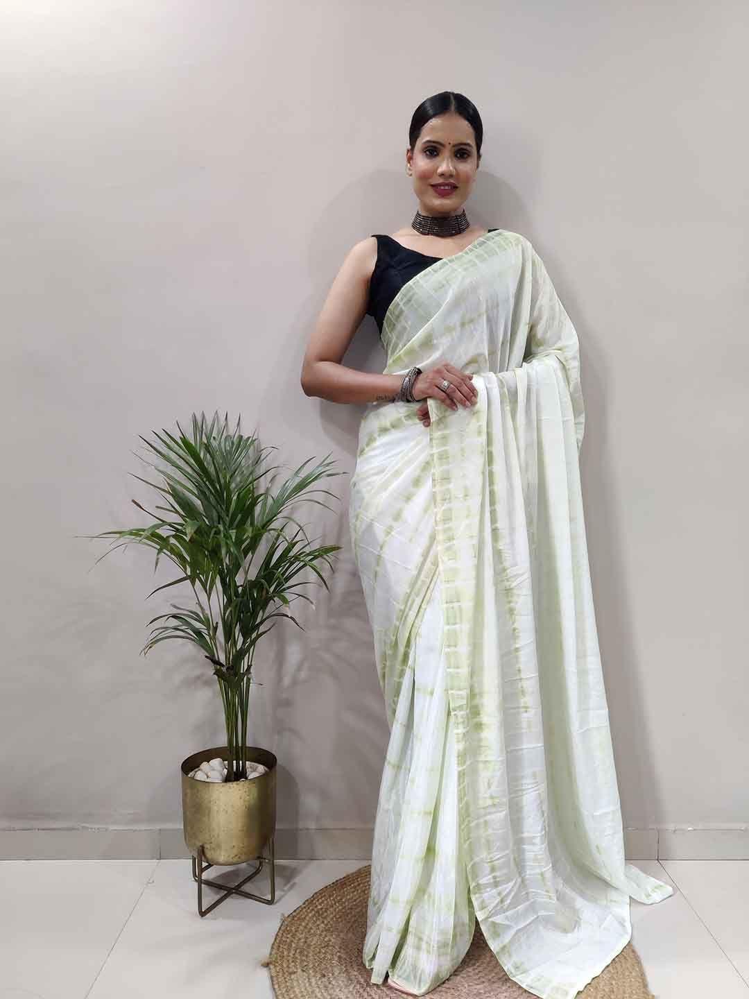 teeya creation woven design poly chiffon ready to wear saree