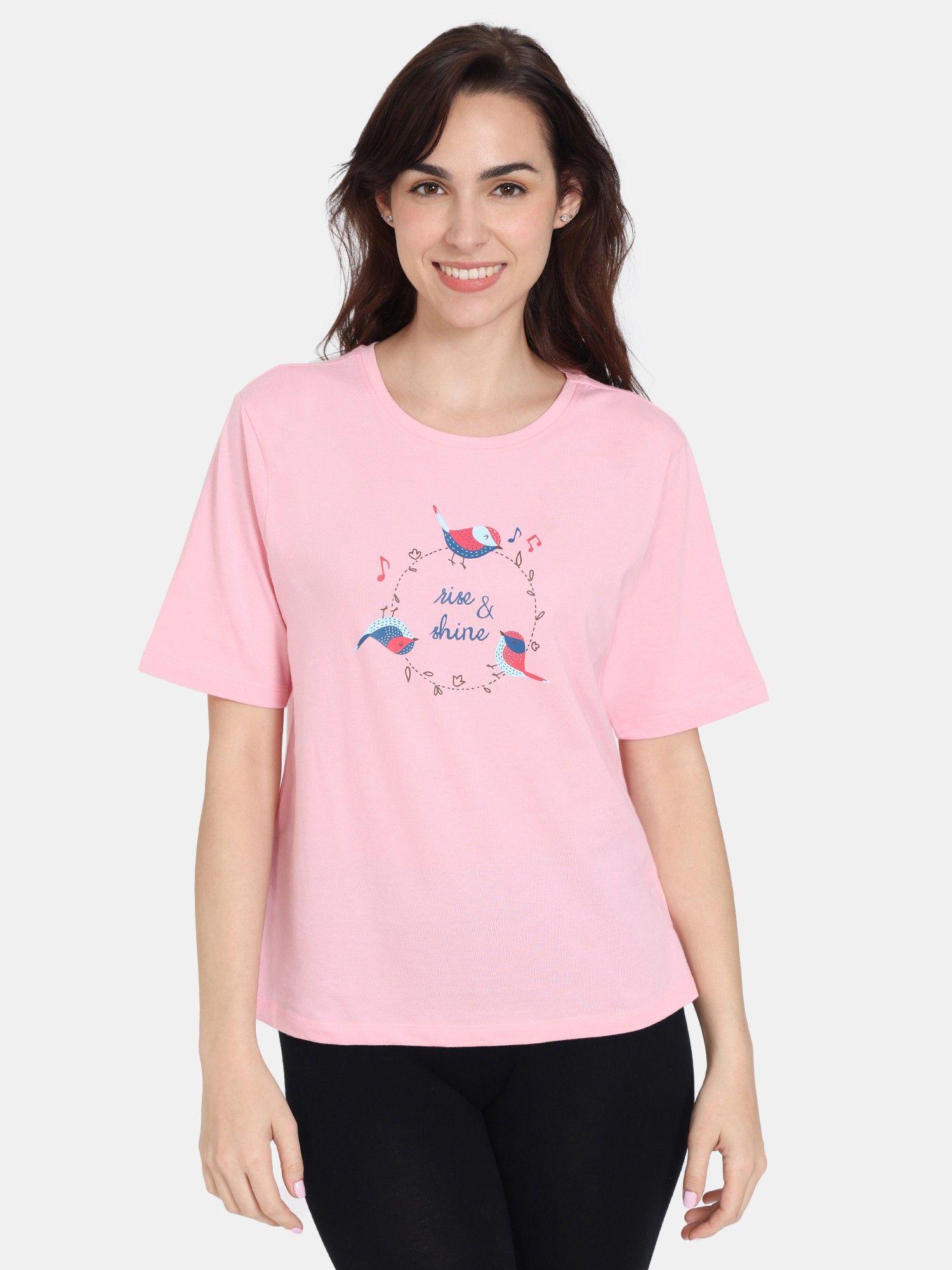 tell a tail knit cotton t-shirt - candy pink