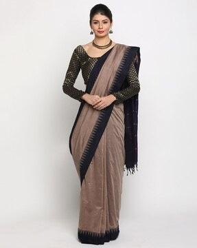 temple border saree with tassels