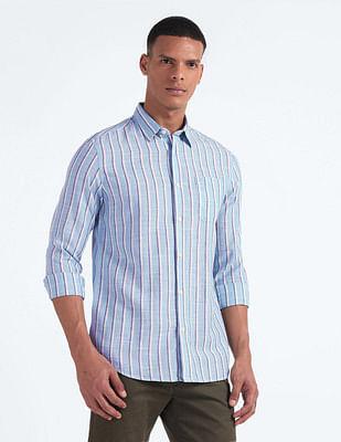 tencel hemp cotton stripe shirt